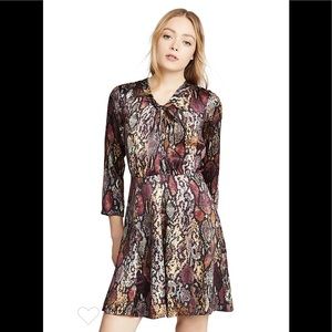 Rebecca Taylor Long Sleeve Snake Silk Dress M